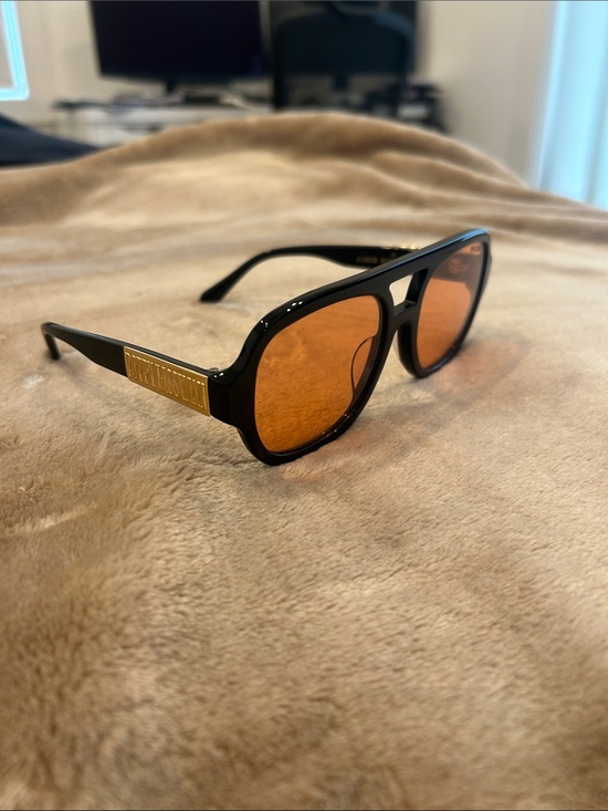 Poppy Lissiman Accessories - Poppy Lissiman Jimbob Black Frame Sunglasses with Amber Lenses
